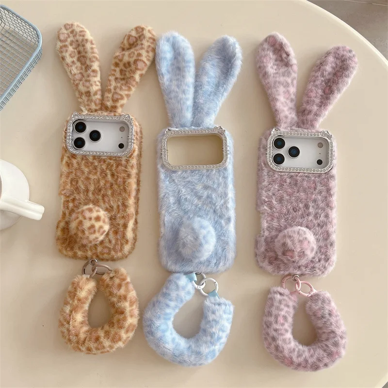 Apple Iphone 16 - Cute Cartoon Leopard Print Rabbit Ears