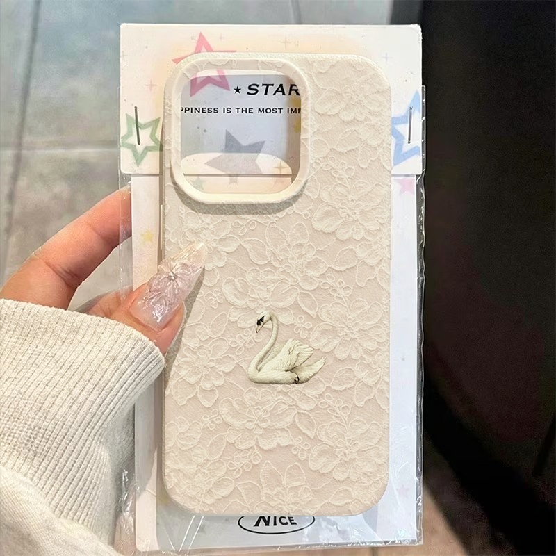 Lace Swan Pattern Lychee Textu - Apple Iphone 16 ulasan dan harga